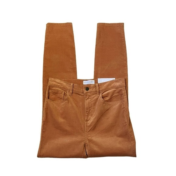 LOFT NWT Corduroys The Skinny High Rise Stretch Orange Brown Sienna Size 25 - Picture 4 of 10